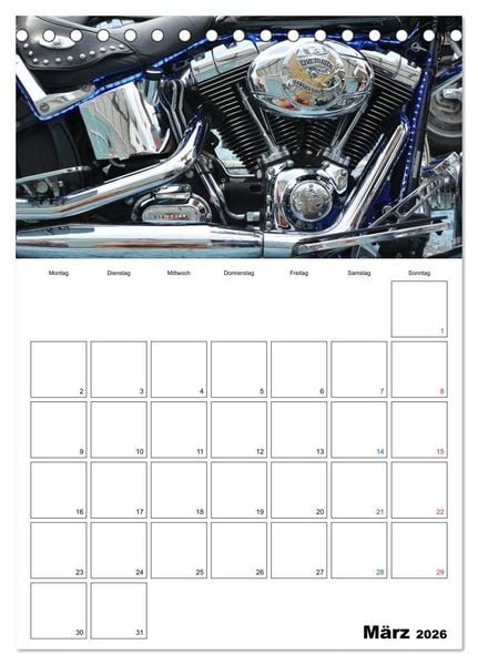 Produktbild: Harley Davidson Familienplaner (Tischkalender 2026 DIN A5 hoch), CALVENDO Monatskalender