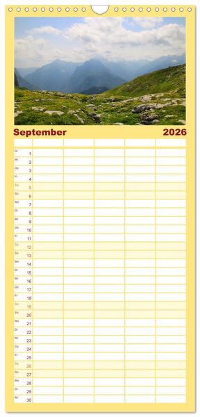 Produktbild: Familienplaner 2026 - Slowenien - Triglav Nationalpark mit 5 Spalten (Wandkalender, 21 x 45 cm) CALVENDO