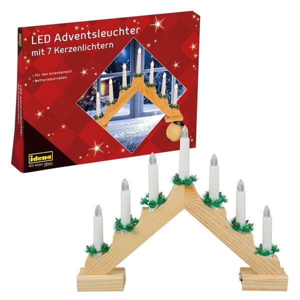 Idena Adventsleuchter 7 LED Kerzenlichter batteriebetrieben natur 40x30cm