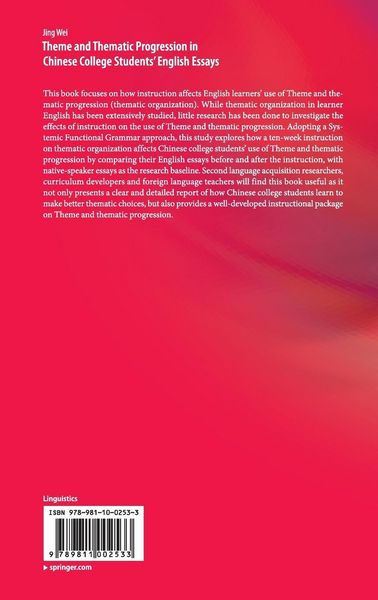Produktbild: Theme and Thematic Progression in Chinese College Students' English Essays