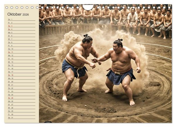 Produktbild: KI Sumo-K&auml;mpfer Im Ring der Giganten (Wandkalender 2026 DIN A4 quer), CALVENDO Monatskalender