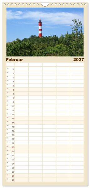 Produktbild: Familienplaner 2027 - Amrum &ndash; Trauminsel in der Nordsee mit 5 Spalten (Wandkalender, 21 x 45 cm) CALVENDO