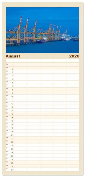 Produktbild: Familienplaner 2026 - Sehnsuchtsh&auml;fen in der Nacht mit 5 Spalten (Wandkalender, 21 x 45 cm) CALVENDO