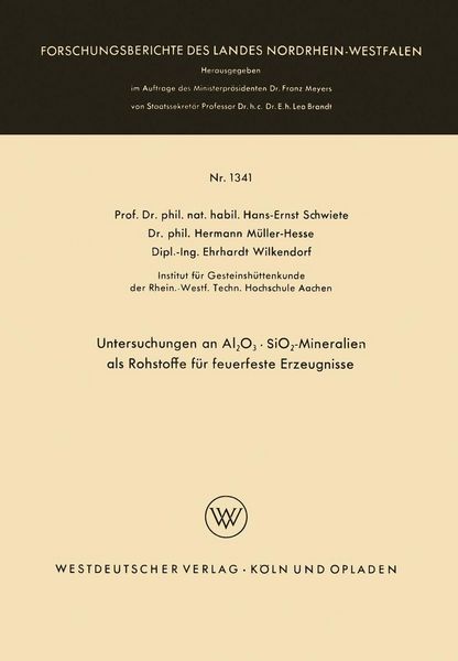 Produktbild: Untersuchungen an Al2O3 &middot; SiO2-Mineralien als Rohstoffe f&uuml;r feuerfeste Erzeugnisse