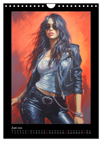 Produktbild: Heavy Metal-Queens. Wilde Rock- und Metal-Girl Paintings (Wandkalender 2026 DIN A4 hoch), CALVENDO Monatskalender