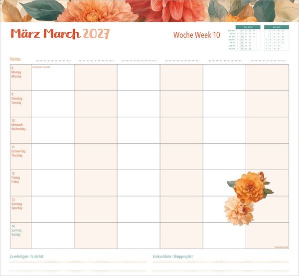 Produktbild: Familienwochenkalender Flowers 2027