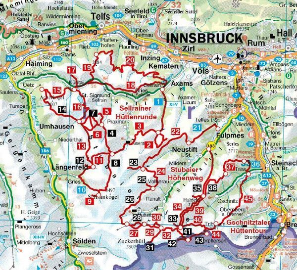 Produktbild: ROTHER Wanderf&uuml;hrer Stubaier H&ouml;henweg, Sellrainer H&uuml;ttenrunde, Gschnitztaler H&uuml;ttentour. 3 alpine Mehrtagestouren
