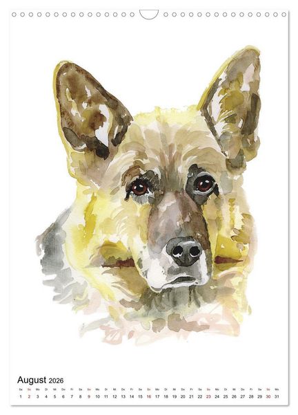 Produktbild: Hunde Portr&auml;ts in Aquarell (Wandkalender 2026 DIN A3 hoch), CALVENDO Monatskalender