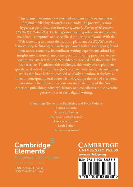 Produktbild: Pre-web Digital Publishing and the Lore of Electronic Literature