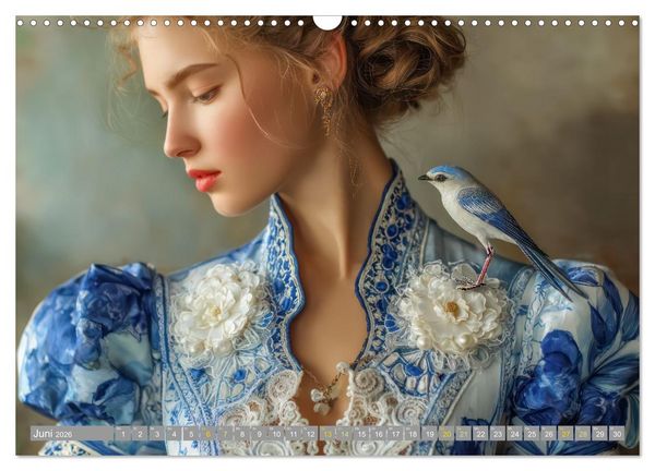 Produktbild: Frauen in beeindruckender Kleidermode - Mit Tieren (Wandkalender 2026 DIN A3 quer), CALVENDO Monatskalender