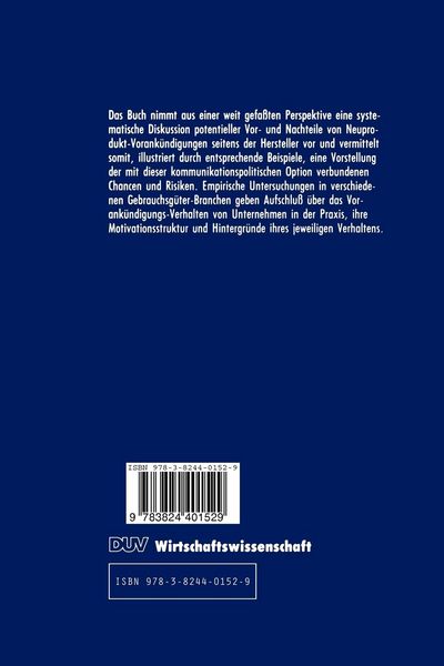 Produktbild: Vorank&uuml;ndigung von Neuprodukten