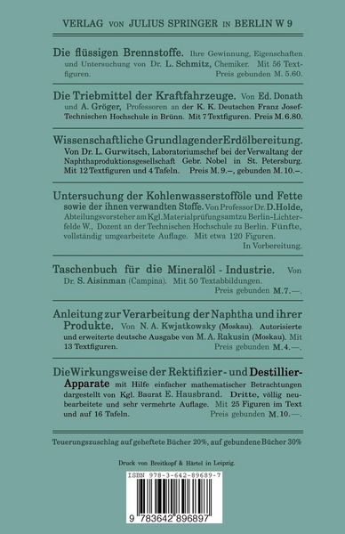 Produktbild: Benzin, Benzinersatzstoffe und Mineralschmiermittel ihre Untersuchung, Beurteilung und Verwendung