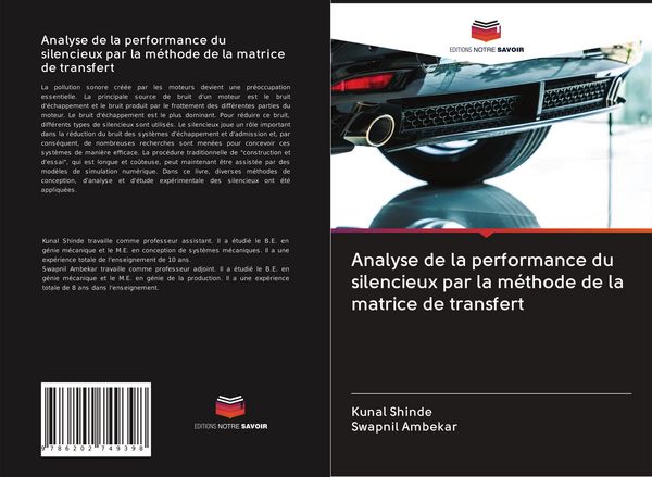 Produktbild: Analyse de la performance du silencieux par la m&eacute;thode de la matrice de transfert