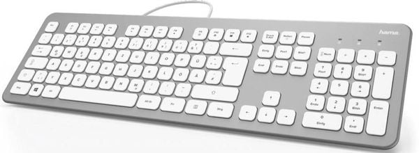 Hama KC-700 USB Tastatur Deutsch, QWERTZ Silber, Weiß