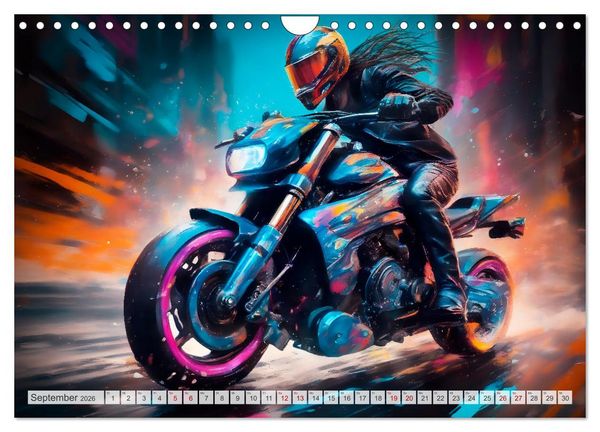 Produktbild: Coole KI-generierte MOTORR&Auml;DER (Wandkalender 2026 DIN A4 quer), CALVENDO Monatskalender