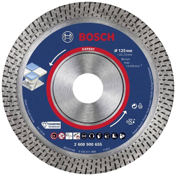 Bosch Accessories 2608900655 EXPERT HardCeramic Diamanttrennscheibe Durchmesser 125 mm Bohrungs-Ø 22.23 mm Stein, Beton,