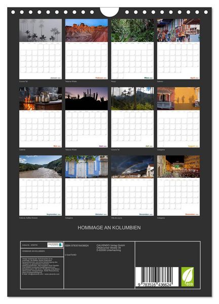 Produktbild: HOMMAGE AN KOLUMBIEN (Wandkalender 2026 DIN A4 hoch), CALVENDO Monatskalender