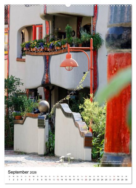 Produktbild: Wohnen unterm Regenturm - Ein Hundertwasser Architekturprojekt, 1991-94 (hochwertiger Premium Wandkalender 2026 DIN A2 hoch), Kunstdruck in Hochglanz
