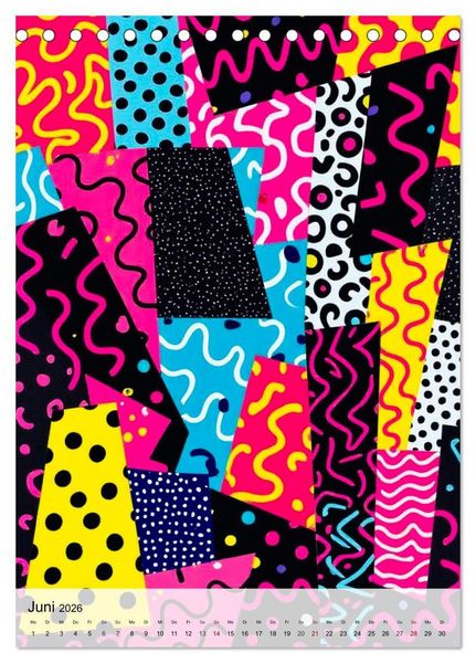 Produktbild: Pop Neon Patterns - The Memphis 90s Collection (Tischkalender 2026 DIN A5 hoch), CALVENDO Monatskalender
