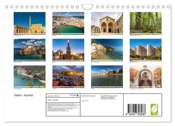 Produktbild: Italien - Apulien (Wandkalender 2026 DIN A4 quer), CALVENDO Monatskalender