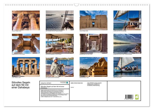 Produktbild: Stilvolles Segeln auf dem Nil mit einer Dahabeya (Wandkalender 2026 DIN A2 quer), CALVENDO Monatskalender