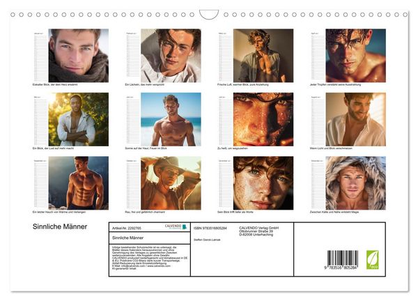 Produktbild: Sinnliche M&auml;nner (Wandkalender 2027 DIN A3 quer), CALVENDO Monatskalender