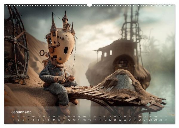 Produktbild: Die Melancholie der kleinen Roboter (Wandkalender 2026 DIN A2 quer), CALVENDO Monatskalender
