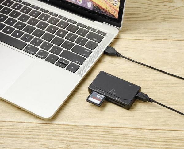 Produktbild: Renkforce RF-PCR-150 Externer Speicherkartenleser USB-A (USB 2.0) Schwarz