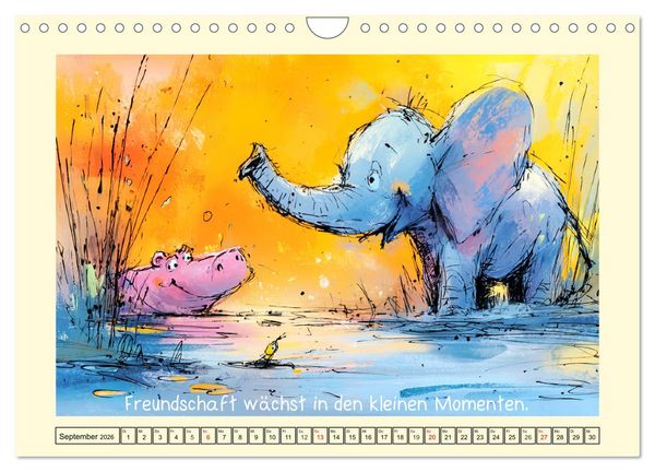 Produktbild: R&uuml;ssel und Herz. Zauberhafte Elefantenmomente und Weisheiten (Wandkalender 2026 DIN A4 quer), CALVENDO Monatskalender