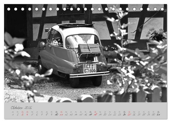 Produktbild: BMW Isetta 300 in schwarzwei&szlig; (Tischkalender 2026 DIN A5 quer), CALVENDO Monatskalender