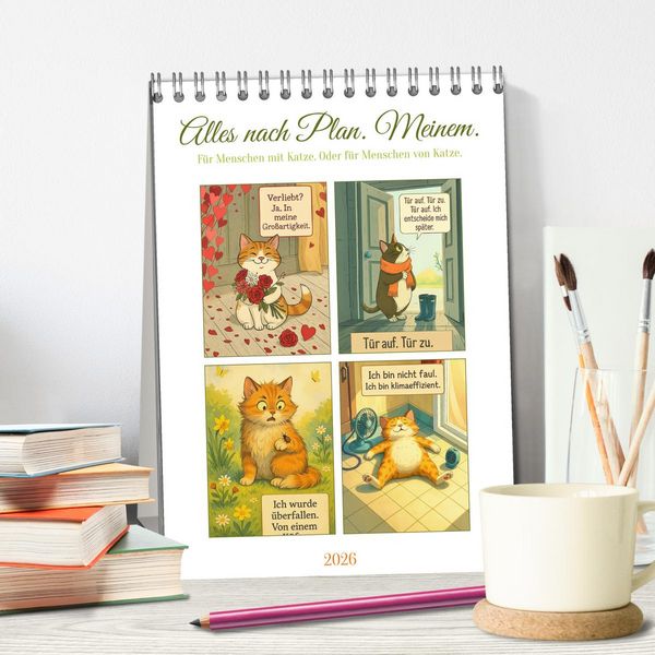 Produktbild: Alles nach Plan. Meinem. - F&uuml;r Menschen mit Katze. Oder f&uuml;r Menschen von Katze. (Tischkalender 2026 DIN A5 hoch), CALVENDO Monatskalender