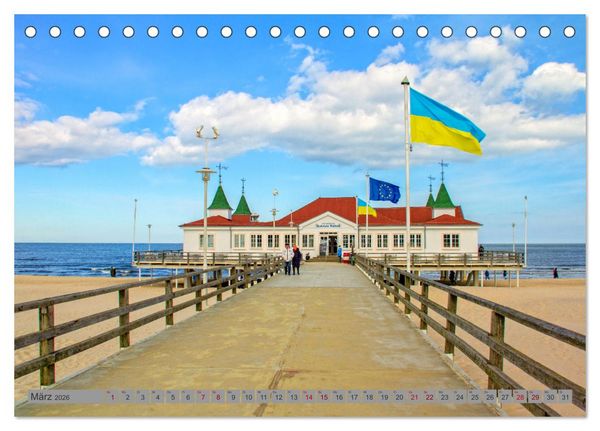 Produktbild: Das Kaiserbad Ahlbeck &ndash; Augenblicke eines Apriltages von der Ostseeinsel Usedom (Tischkalender 2026 DIN A5 quer), CALVENDO Monatskalender