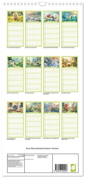 Produktbild: Familienplaner 2026 - Eine Welt entz&uuml;ckend kleiner Tierchen mit 5 Spalten (Wandkalender, 21 x 45 cm) CALVENDO