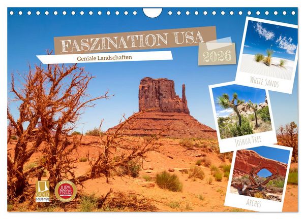 FASZINATION USA Geniale Landschaften (Wandkalender 2026 DIN A4 quer), CALVENDO Monatskalender