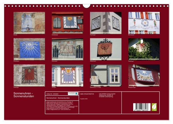 Produktbild: Sonnenuhren - Sonnenstunden (Wandkalender 2026 DIN A3 quer), CALVENDO Monatskalender