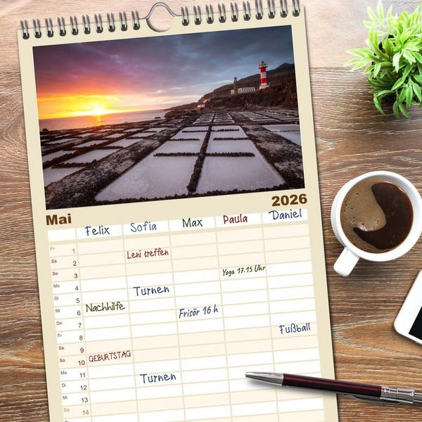 Produktbild: Familienplaner 2026 - La Palma - La Isla Bonita mit 5 Spalten (Wandkalender, 21 x 45 cm) CALVENDO