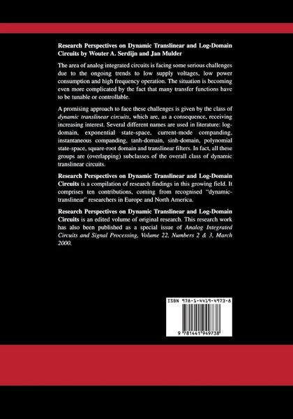 Produktbild: Research Perspectives on Dynamic Translinear and Log-Domain Circuits