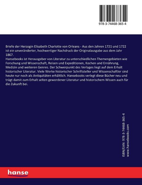 Produktbild: Briefe der Herzogin Elisabeth Charlotte von Orleans