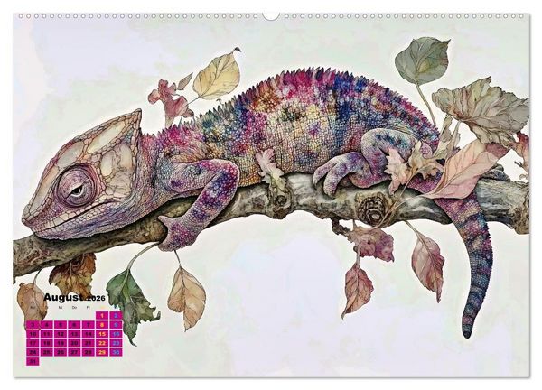 Produktbild: Cham&auml;leon Artwork (Wandkalender 2026 DIN A2 quer), CALVENDO Monatskalender