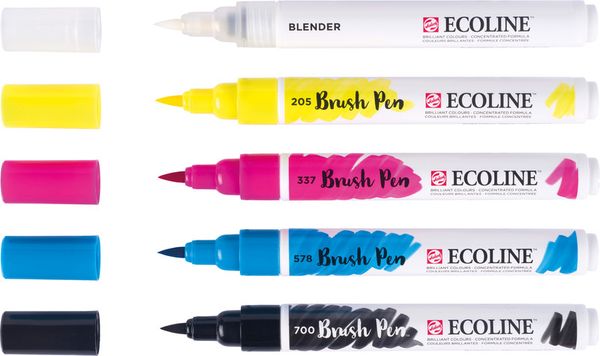 Produktbild: TALENS ECOLINE&reg; Brush Pen, 4 Farben, 1 Blender Primary Kartonetui