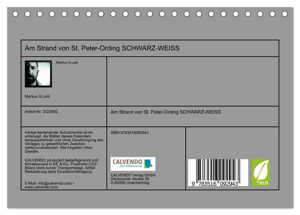 Produktbild: Am Strand von St. Peter-Ording SCHWARZ-WEISS (Tischkalender 2026 DIN A5 quer), CALVENDO Monatskalender