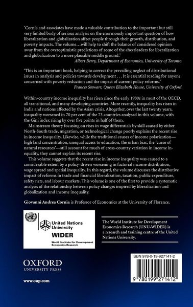 Produktbild: Inequality, Growth, and Poverty in an Era of Liberalization and Globalization