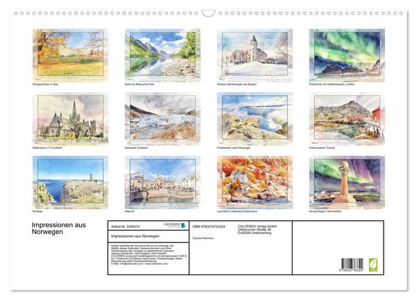 Produktbild: Impressionen aus Norwegen (Wandkalender 2027 DIN A2 quer), CALVENDO Monatskalender