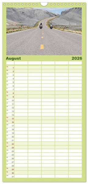 Produktbild: Familienplaner 2026 - Born to be Wild - Mit der Harley durch den S&uuml;dwesten der USA mit 5 Spalten (Wandkalender, 21 x 45 cm) CALVENDO