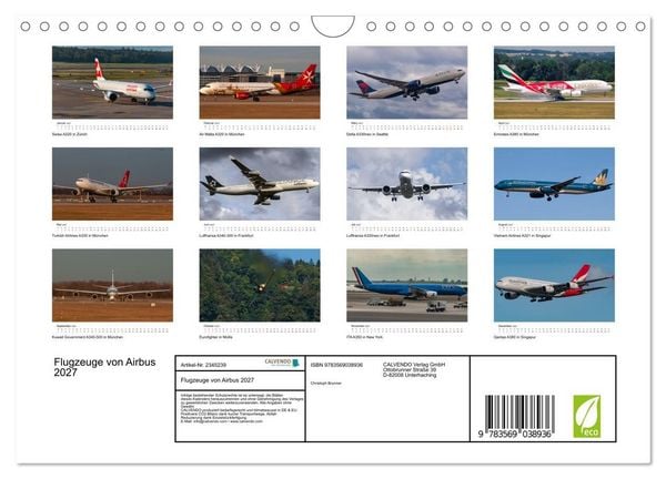 Produktbild: Flugzeuge von Airbus 2027 (Wandkalender 2027 DIN A4 quer), CALVENDO Monatskalender