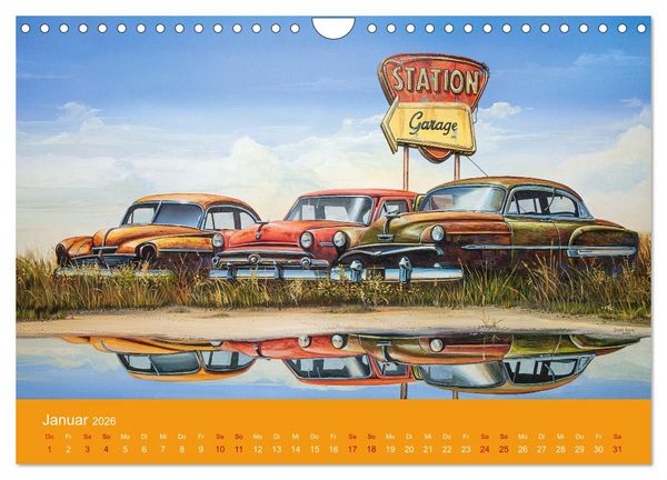 Produktbild: Route US 66 Momente Gem&auml;lde von Georg Huber (Wandkalender 2026 DIN A4 quer), CALVENDO Monatskalender