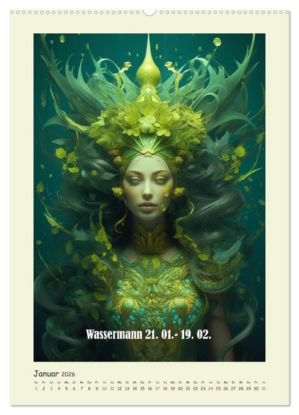 Produktbild: Tierkreiszeichen. Mit Frauenpower Sternzeichen durch das Jahr (hochwertiger Premium Wandkalender 2026 DIN A2 hoch), Kunstdruck in Hochglanz
