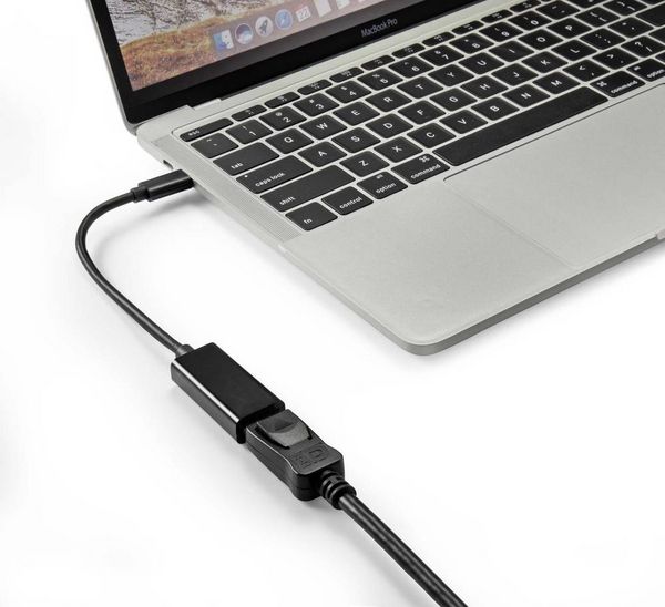 Produktbild: Renkforce USB-C&reg; / DisplayPort Adapterkabel USB-C&reg; Stecker, DisplayPort Buchse 0.14 m Schwarz RF-4613070 USB-C&reg;-Displaykabel