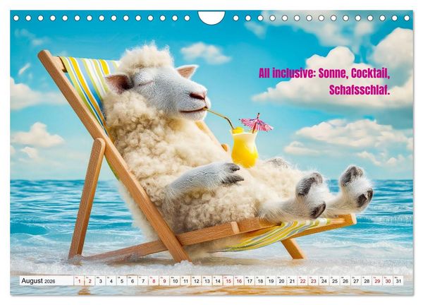Produktbild: Schlaf gut, mein Schaf - Spruchkalender mit lustigen Schaf-Bildern (Wandkalender 2026 DIN A4 quer), CALVENDO Monatskalender