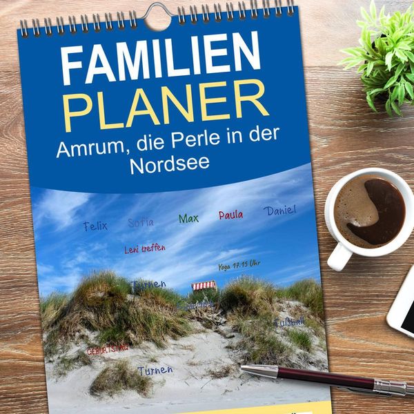 Produktbild: Familienplaner 2026 - Amrum, die Perle in der Nordsee mit 5 Spalten (Wandkalender, 21 x 45 cm) CALVENDO